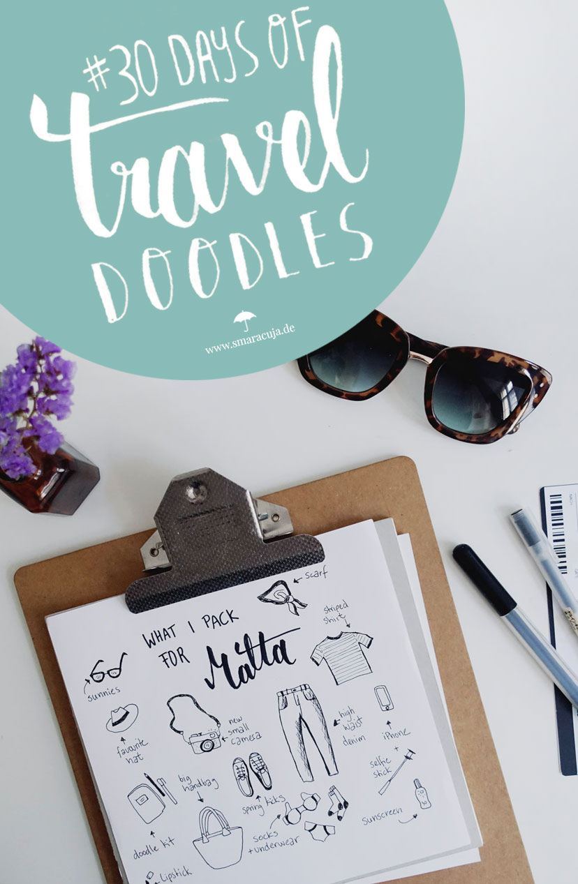 30DaysOfTravelDoodles: Die 30 Tage Challenge auf Instagram - mach mit und zeichne jeden Tag was mit Reisen, einen Monat lang!