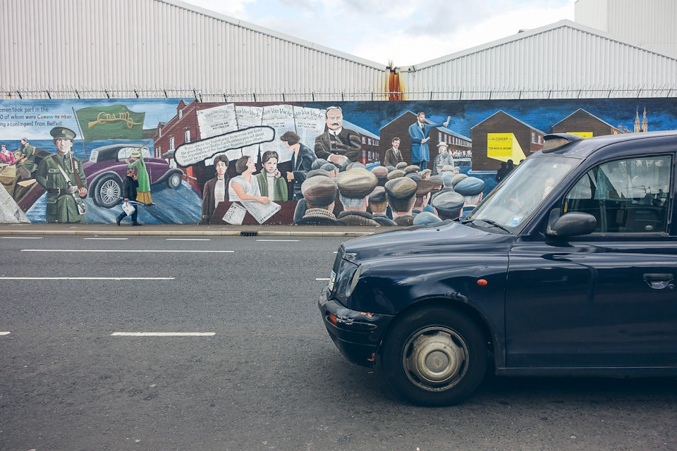 Belfast Black Cab Mural Peace Wall